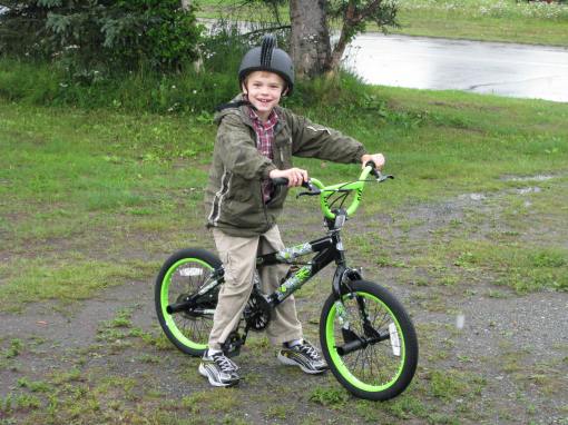 His new bike and helmet!
