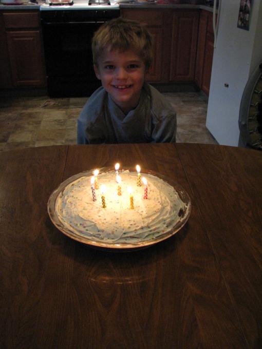 The Birthday Boy and his cake.