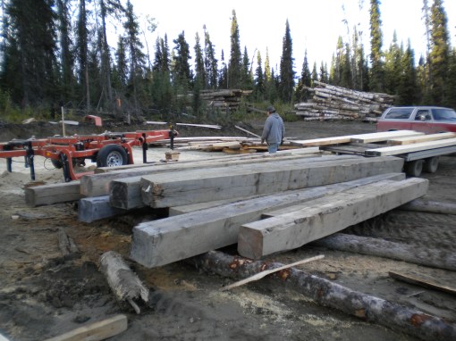 Logs are milled into squares or rectangles, as in this case.