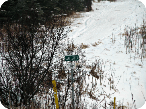 Leaf Creek, Half-way point
