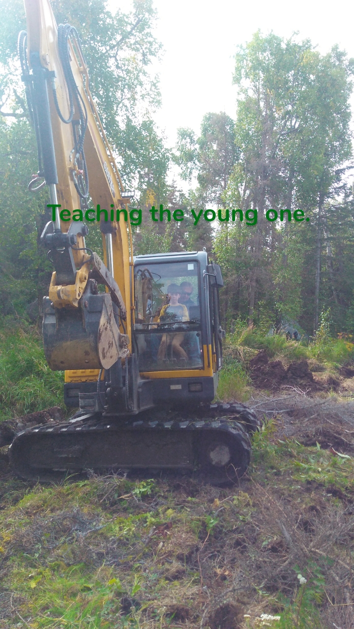 Teaching the young one.





