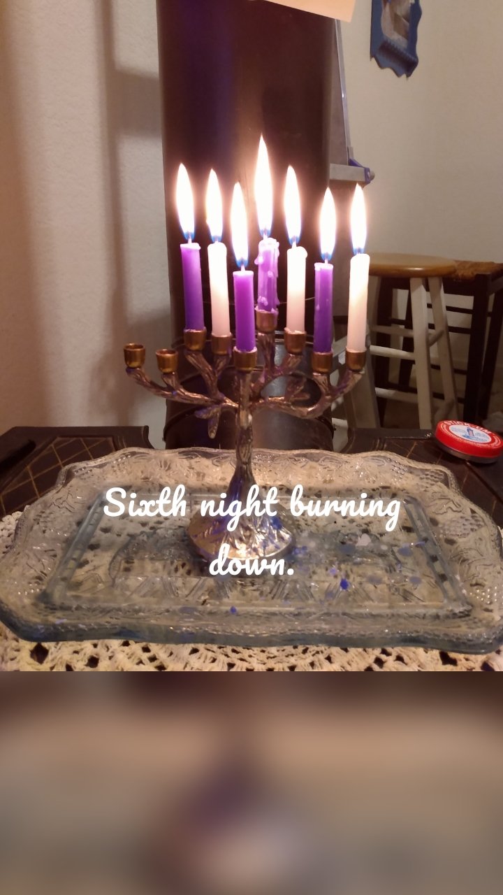 Sixth night burning down.