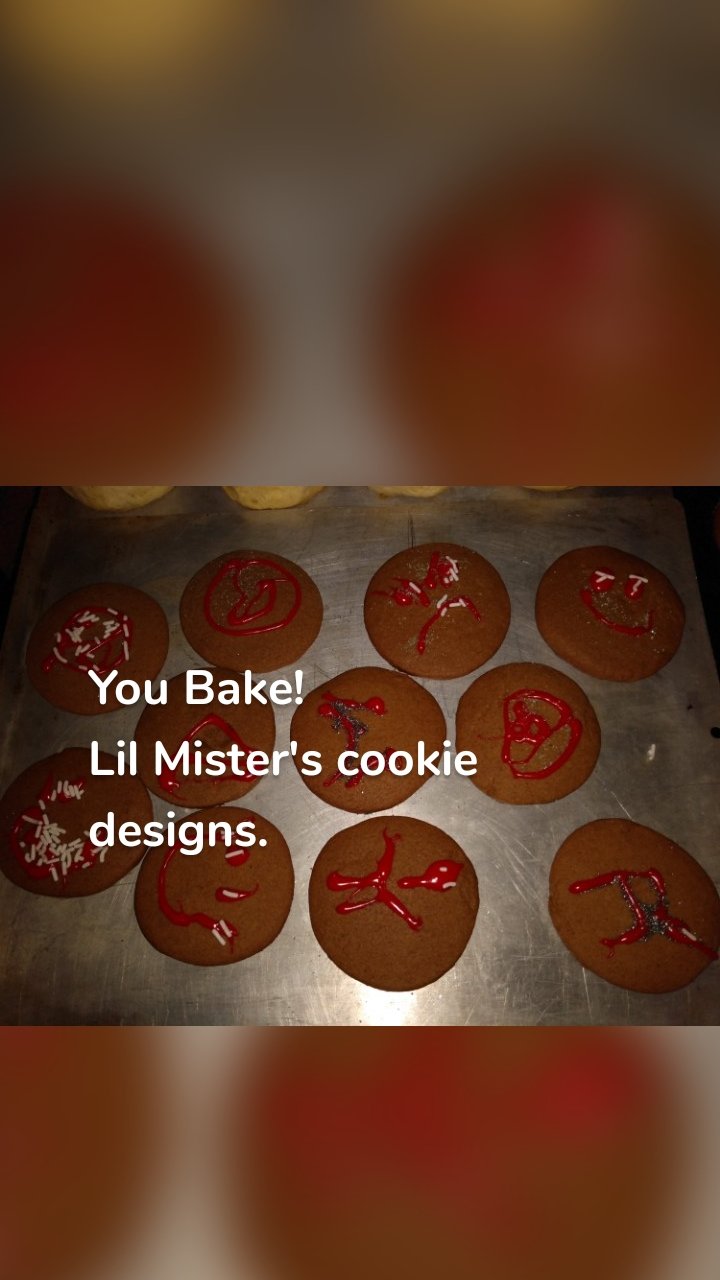 You Bake!
Lil Mister's cookie designs.