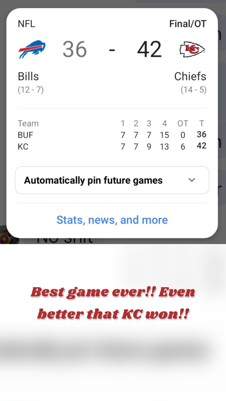 Best game ever!! Even better that KC won!!