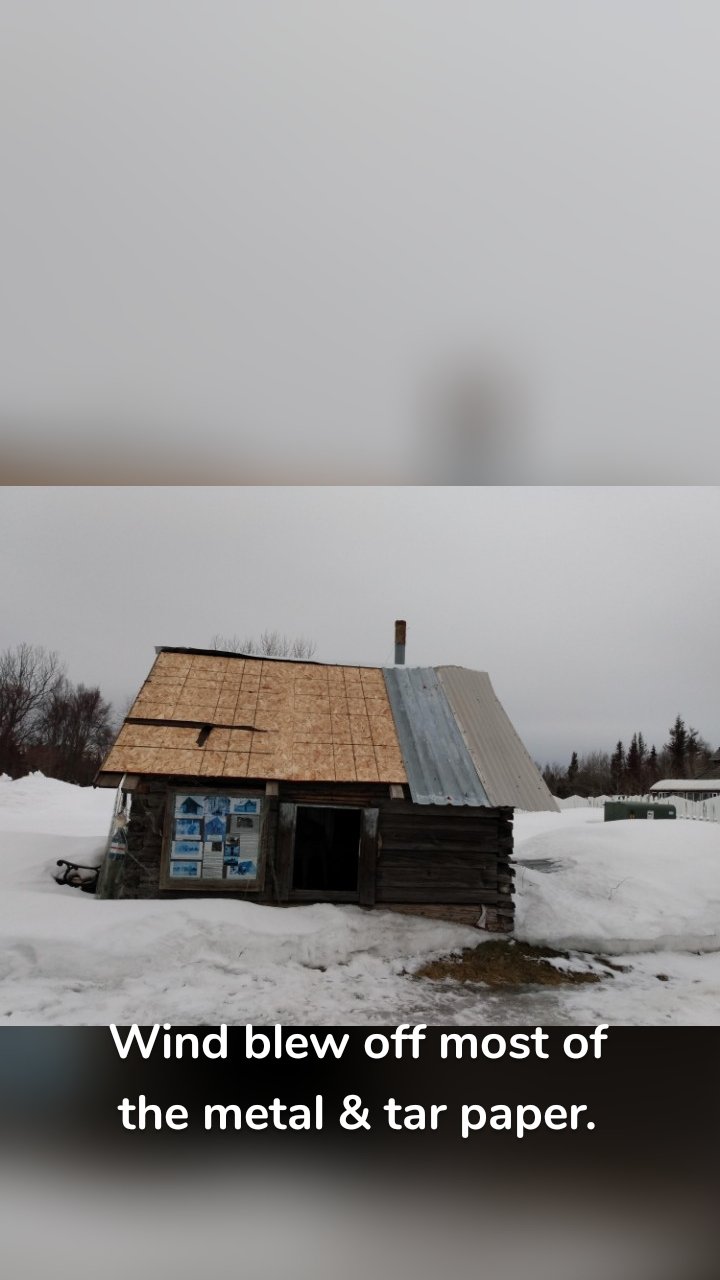








Wind blew off most of the metal & tar paper.