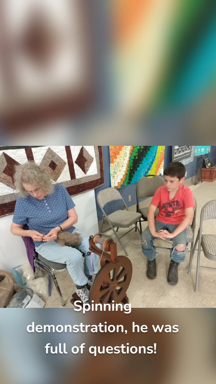 Spinning demonstration, he was full of questions! 