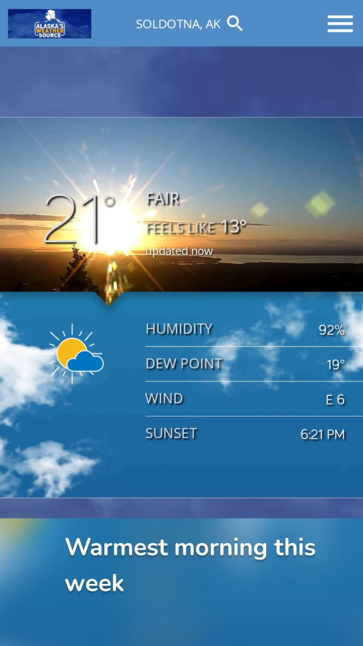 Warmest morning this week 