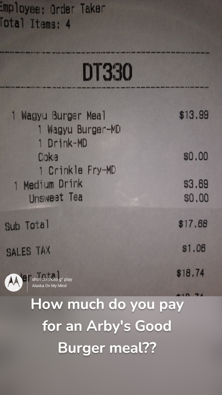 How much do you pay for an Arby's Good Burger meal??